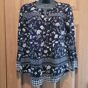 Lucky Brand Long Sleeve 100% Cotton Tunic Blouse Size S EUC!